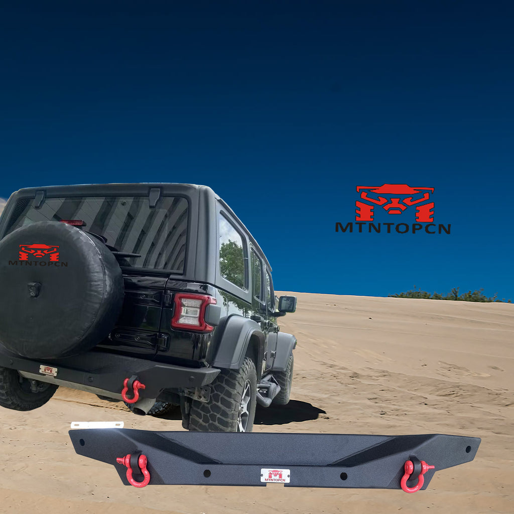 MTNTOPCN Aluminum Rear Bumper - Fits Jeep Wrangler JL/JLU 2018-2024 - Lightweight OffRoad Design - with License Plate Mount
