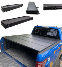 Load image into Gallery viewer, MTNTOPCN Aluminum Quad Fold Tonneau Cover Compatible for 2015-2024 Ford F150 Double Cab/Crew Cab (SuperCrew) (incl. Raptor/Lightning) 5' 7" Bed (67.1")