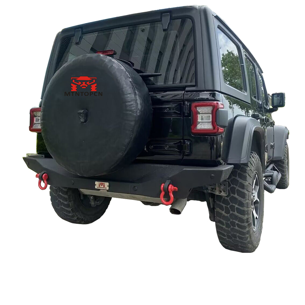MTNTOPCN Aluminum Rear Bumper - Fits Jeep Wrangler JL/JLU 2018-2024 - Lightweight OffRoad Design - with License Plate Mount