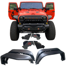 Load image into Gallery viewer, MTNTOPCN Steel Fender Flares Front & Rear + Front Inner Fender Compatible for Jeep Wrangler 2007-2018 JK & JKU Unlimited, Revamp Your Jeep: 2007-2018 Jeep Wrangler Fender Flares for Off-Road Adventures