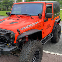 Load image into Gallery viewer, MTNTOPCN Steel Fender Flares Front & Rear + Front Inner Fender Compatible for Jeep Wrangler 2007-2018 JK & JKU Unlimited, Revamp Your Jeep: 2007-2018 Jeep Wrangler Fender Flares for Off-Road Adventures