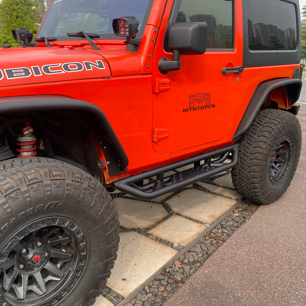 MTNTOPCN OffRoad Design Steel Tube Fender Flares Front & Rear Compatible for Jeep Wrangler 2007-2018 JK & JKU Unlimited 2 Door and 4 Door Models