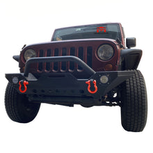 Load image into Gallery viewer, MTNTOPCN Front Bumper Compatible with 2007-2018 Jeep Wrangler JK & Unlimited, Rock Crawler Bumper with Winch Plate Mounting & 2 x LED Lights & 2 x D-Rings Off Road