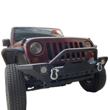 Load image into Gallery viewer, MTNTOPCN Front Bumper Compatible with 2007-2018 Jeep Wrangler JK & Unlimited, Rock Crawler Bumper with Winch Plate Mounting & 2 x LED Lights & 2 x D-Rings Off Road