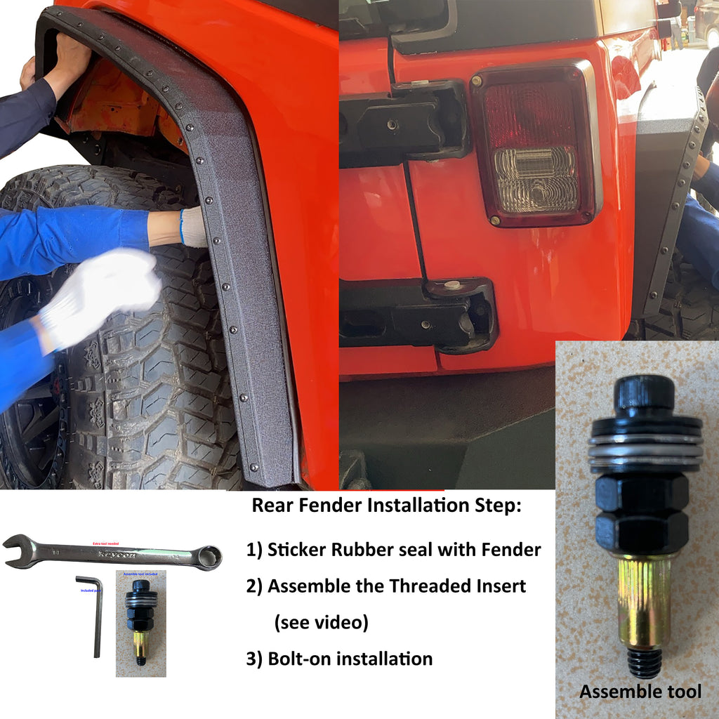 MTNTOPCN Steel Fender Flares compatible for 2007-2018 Jeep Wrangler - Enhance Your Off-Roading Experience with Superior Style and Durability