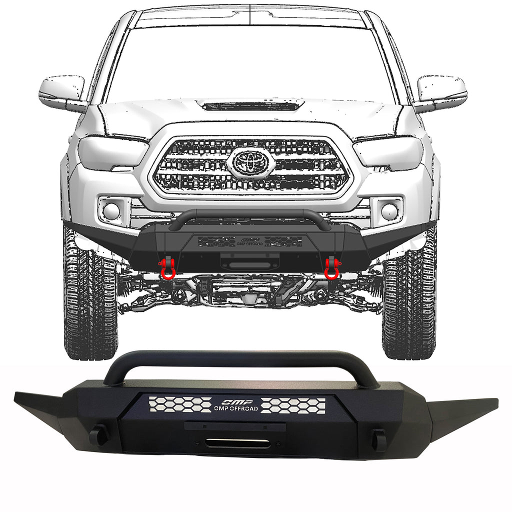 OMP Offroad Custom Front Bumper Compatible for Toyota Tacoma 2016-2023 - 3rd Gen Tacoma Enhanced Protection and Style