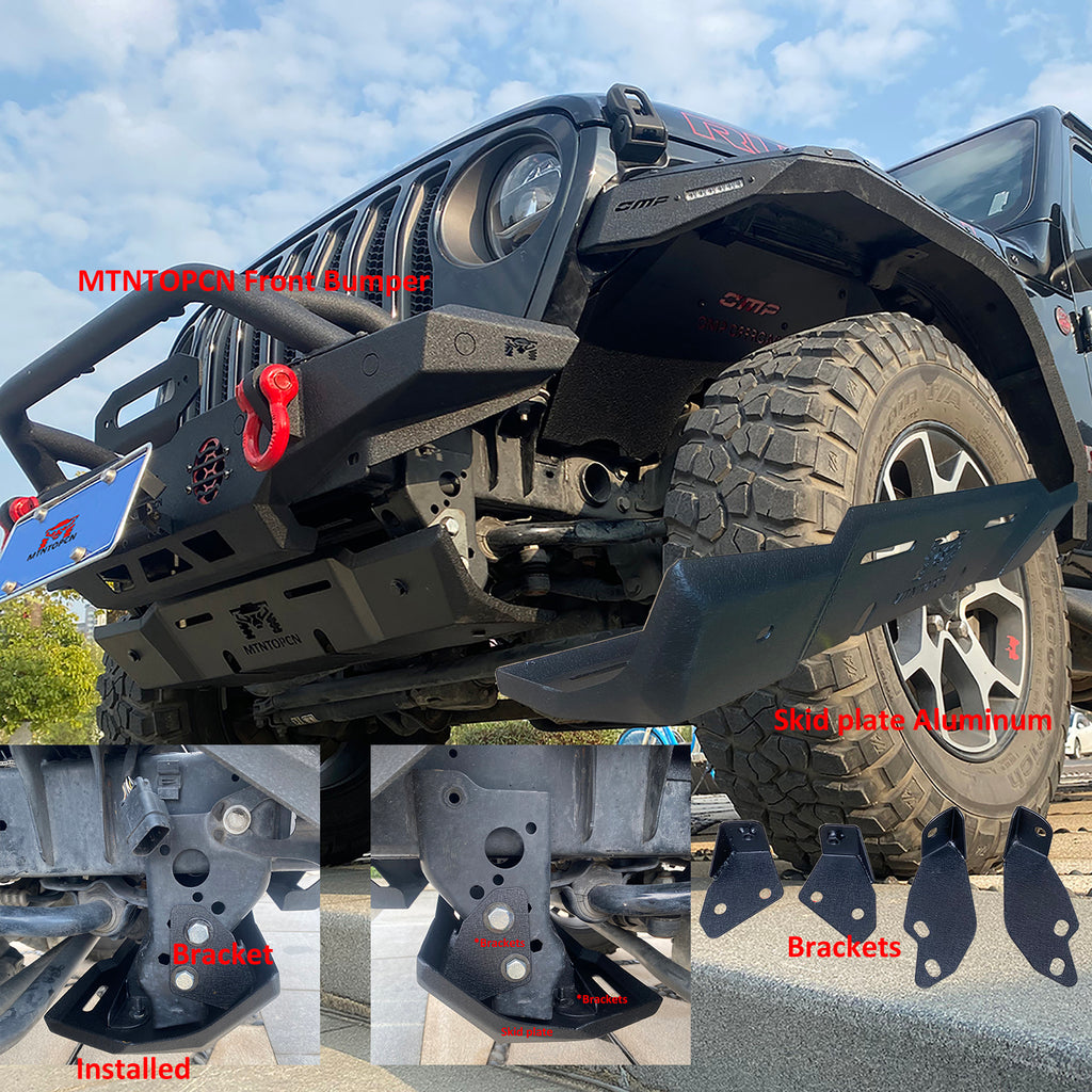 OMP Offroad Aluminum Front Skid Plate Compatible for Jeep Wrangler 2018-2024, Jeep Gladiator - Heavy Duty Gladiator bumper skid plate, Light Weight, Easy Installation