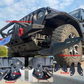 OMP Offroad Aluminum Front Skid Plate Compatible for Jeep Wrangler 2018-2024, Jeep Gladiator - Heavy Duty Gladiator bumper skid plate, Light Weight, Easy Installation