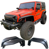 MTNTOPCN OffRoad Design Steel Tube Fender Flares Front & Rear Compatible for Jeep Wrangler 2007-2018 JK & JKU Unlimited 2 Door and 4 Door Models