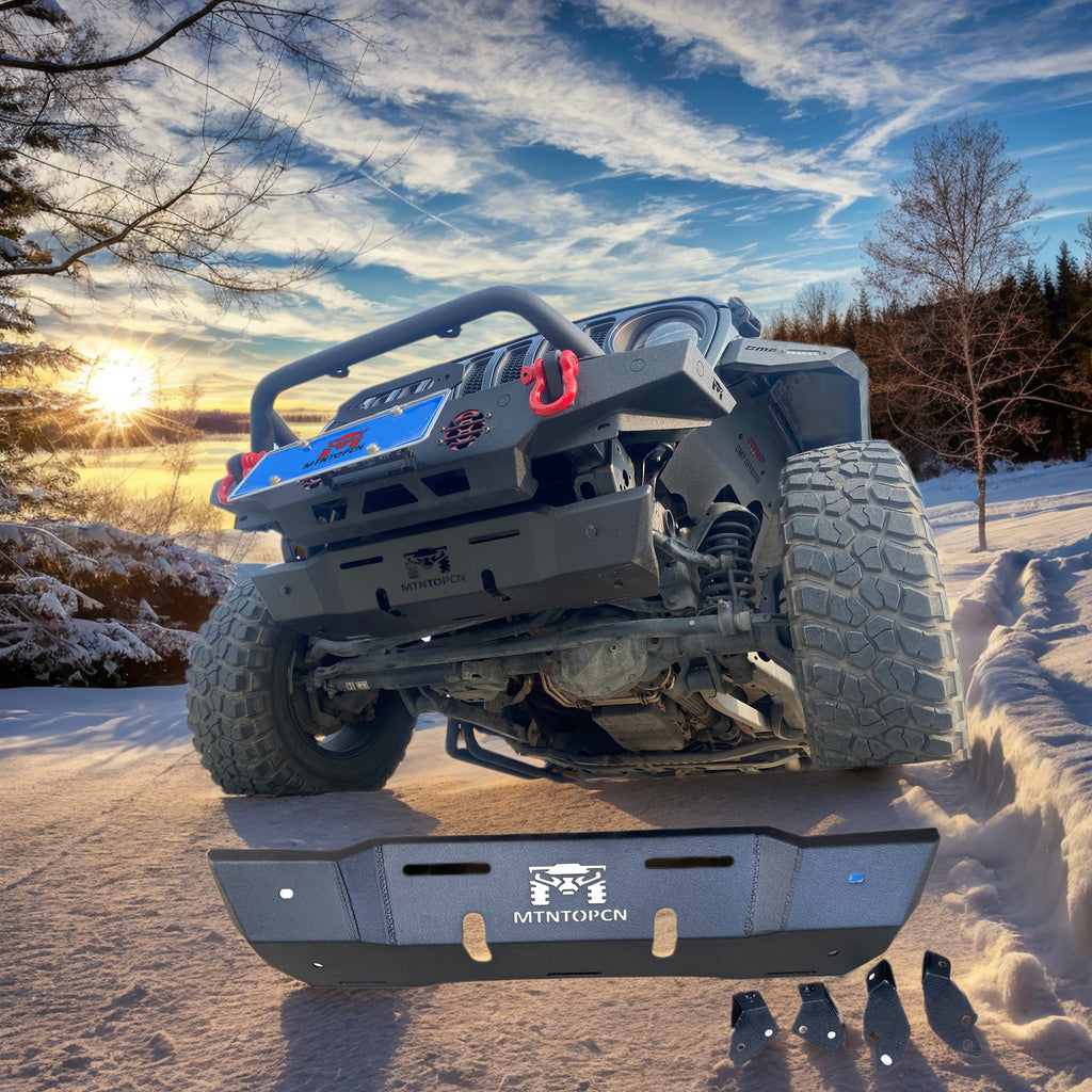 OMP Offroad Aluminum Front Skid Plate Compatible for Jeep Wrangler 2018-2024, Jeep Gladiator - Heavy Duty Gladiator bumper skid plate, Light Weight, Easy Installation