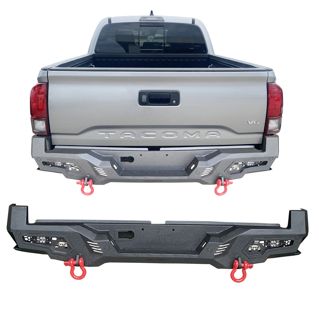 MTNTOPCN Steel Rear Bumper Compatible for 2005-2023 Tacoma - Durable and Stylish Rear Bumper with Unique LED Windows Design