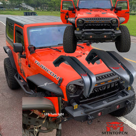 MTNTOPCN OffRoad Design Steel Tube Fender Flares Front & Rear Compatible for Jeep Wrangler 2007-2018 JK & JKU Unlimited 2 Door and 4 Door Models