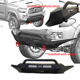 OMP Offroad Custom Front Bumper Compatible for Toyota Tacoma 2016-2023 - 3rd Gen Tacoma Enhanced Protection and Style