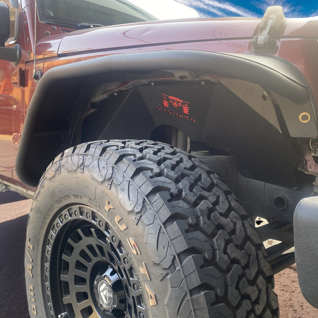 MTNTOPCN Aluminum Fender Flares Front & Rear + Inner Fender Compatible for Jeep Wrangler 2007-2018 JK & JKU Unlimited, Revamp Your Jeep: 2007-2018 Jeep Wrangler Fender Flares for Off-Road Adventures