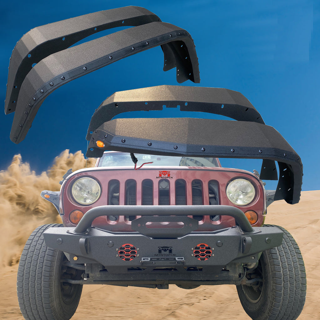 MTNTOPCN Steel Fender Flares compatible for 2007-2018 Jeep Wrangler - Enhance Your Off-Roading Experience with Superior Style and Durability