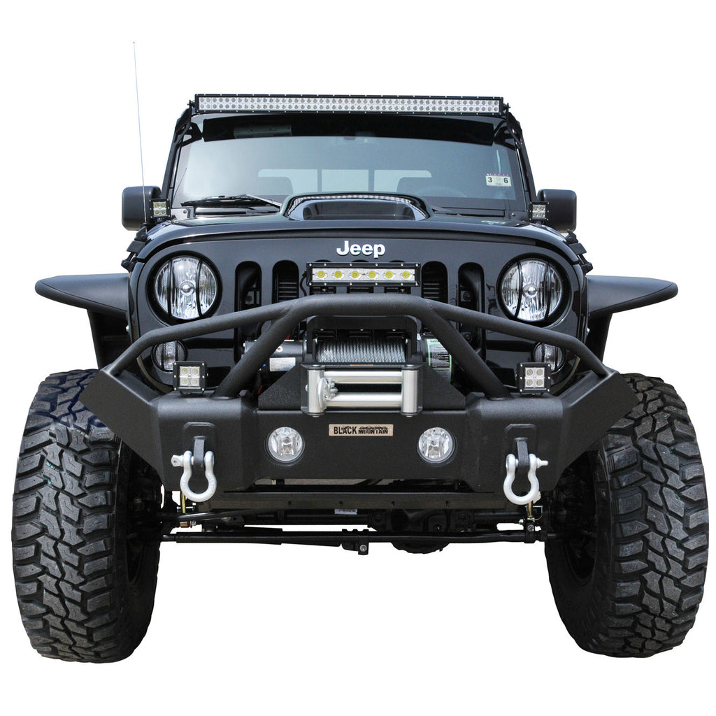 MTNTOPCN Stubby Front Bumper Compatible for 2007-2024 Jeep Wrangler, 2020-2024 Jeep Gladiator - Upgrade Your Off-Road Experience