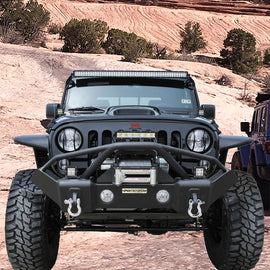 MTNTOPCN Stubby Front Bumper Compatible for 2007-2024 Jeep Wrangler, 2020-2024 Jeep Gladiator - Upgrade Your Off-Road Experience