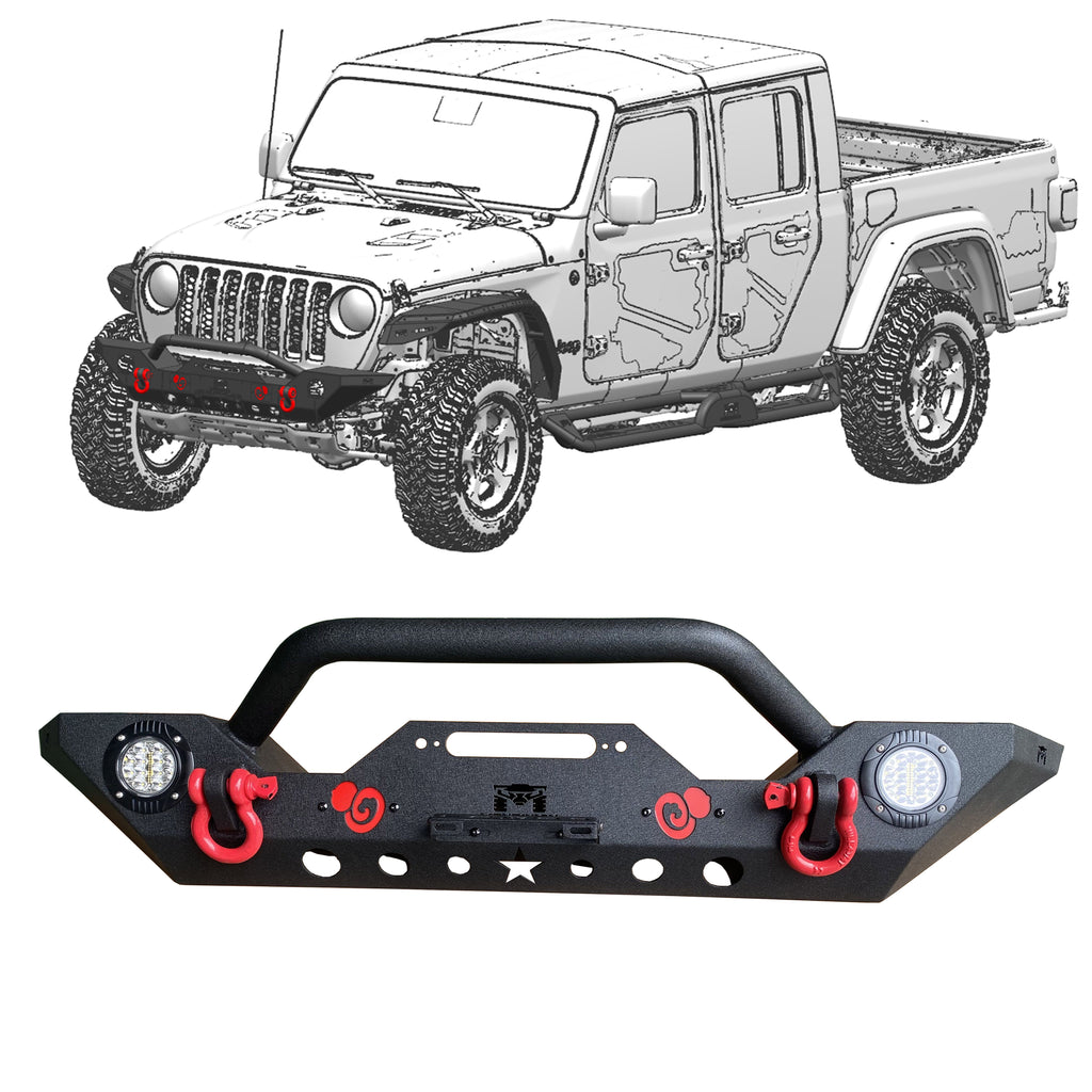 MTNTOPCN Front Bumper Compatible for Jeep Wrangler & Gladiator with Calabash Brother – Gourd Design-Upgrade Your Off-Road Experience (Small Gourd Front Bumper)