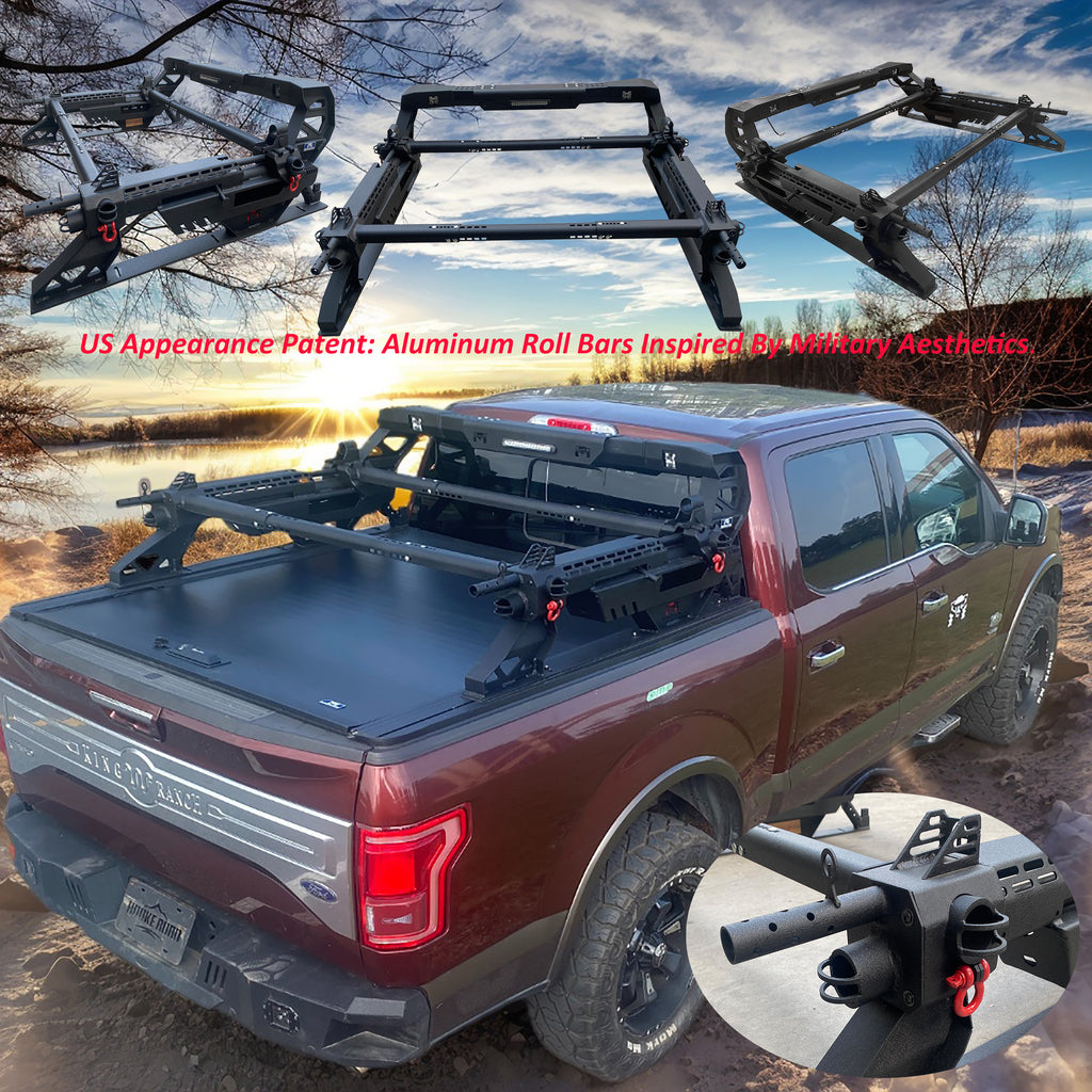 MTNTOPCN Aluminum Machine Gun Design Roll Bar Roof Rack - US Patent, Adjustable, Durable & Versatile for Outdoor Adventures