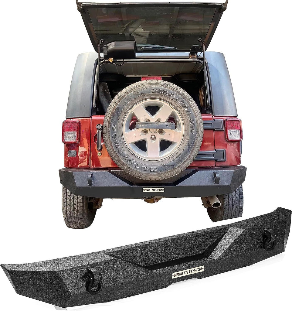 MTNTOPCN Rear Bumper Compatible for Jeep Wrangler JK JKU 2007-2018
